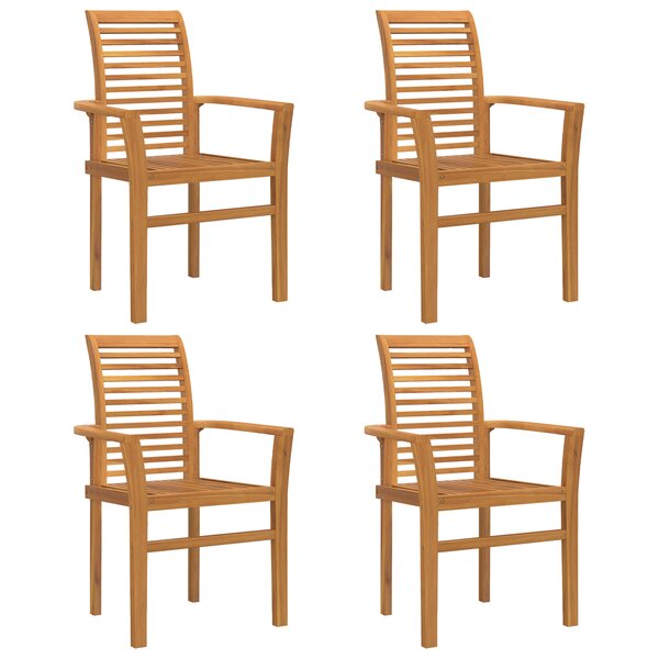 vidaXL Chaise de jardin empilable 4 Pièces en bois massif de teck