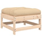 vidaXL Repose-pied de jardin avec coussin bois de pin massif