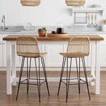 vidaXL Tabouret de bar 2 Pièces Naturel 44 x 55 x 109 cm Rattan et Acier