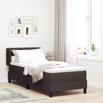vidaXL Lit à ressorts avec matelas Marron foncé 80 x 200 cm tissu
