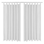 2 Pièces Rideau à Passant Micro Satin Blanc 140 x 175 cm