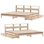 vidaXL Lit bibliothèque sans matelas 200x200 cm bois massif de pin