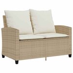 vidaXL Canapé de jardin 2places coussins et table beige résine tressée