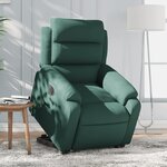 vidaXL Fauteuil inclinable électrique vert foncé velours