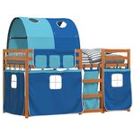vidaXL Lit superposé sans matelas bleu 75x190 cm bois de pin massif