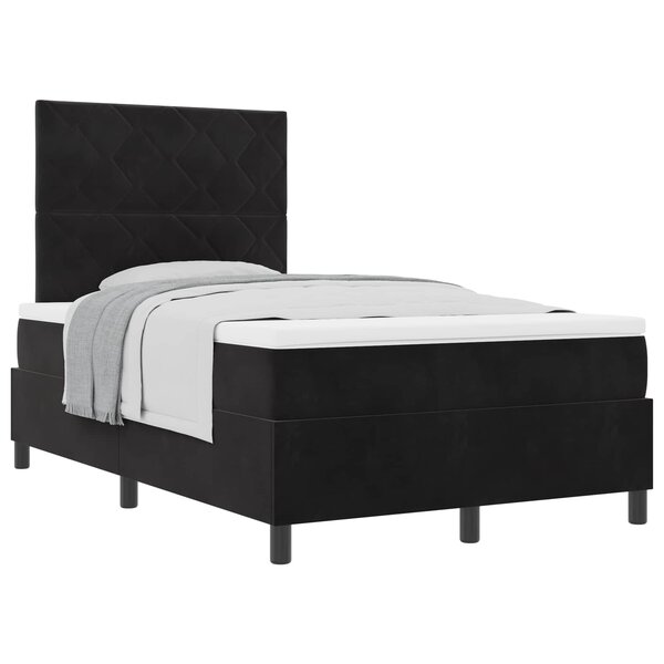 vidaXL Lit à ressorts avec matelas Noir 120 x 200 cm Velours