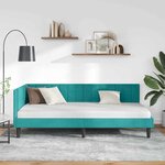 vidaXL Cadre de lit d'angle Turquoise 90 x 200 cm Velours