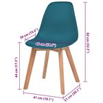 vidaXL Chaises à manger lot de 6 Turquoise Plastique