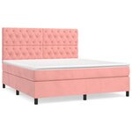vidaXL Sommier à lattes de lit avec matelas Rose 160x200 cm Velours