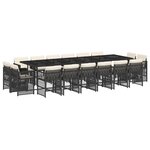vidaXL Ensemble à manger de jardin 17 Pièces coussins noir résine tressée