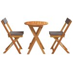 vidaXL Ensemble bistro de jardin 3 Pièces Marron Bois d'acacia massif