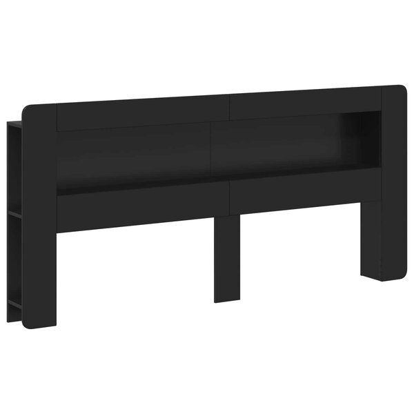 vidaXL Cabinet de Tête de Lit avec stockage Noir Bois d’ingénierie