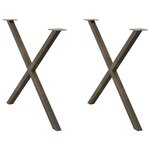 vidaXL Pieds de table à manger en forme de X  2 pièces  acier naturel  90 x (72-73) cm