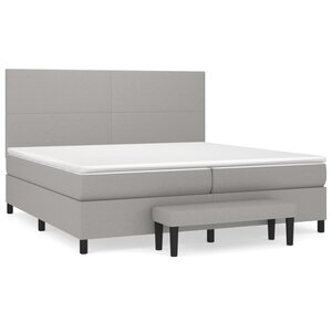 vidaXL Sommier à lattes de lit avec matelas Gris clair 200x200cm Tissu