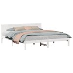 vidaXL Cadre de lit Blanc 200 x 200 cm Bois de pin massif
