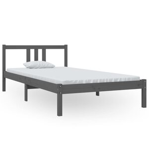 vidaXL Cadre de lit Gris Bois massif 100x200 cm