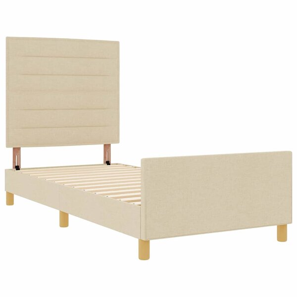 vidaXL Cadre de lit avec tête de lit Crème 100 x 200 cm tissu