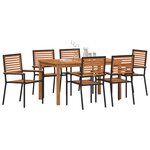 vidaXL Ensemble de salle à manger pour jardin 7 Pièces Noir