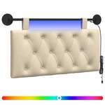 vidaXL Tête de lit suspendue Avec lumière LED Crème Tissu