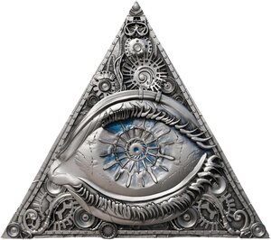 Monnaie DIGITIZED EYE OF PROVIDENCE Conspiracy Antiqued 2 Oz Argent 2000 Francs Cameroon 2025 (PRÉCOMMANDE)