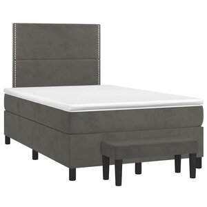 vidaXL Sommier à lattes de lit et matelas gris foncé 120x190cm velours