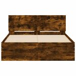 vidaXL Cadre de lit avec tête de lit et LED chêne fumé 140x200 cm
