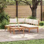 vidaXL Ensemble de canapé de jardin 4 Pièces Marron et Crème