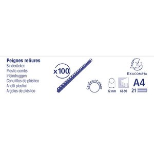 Une Boite de 100 Peignes Plastiques 12 mm 21X29 7 cm Noir EXACOMPTA