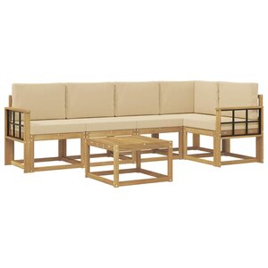 vidaXL Ensemble de canapés d'extérieur 6 pc Blanc et Beige