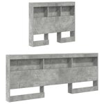 vidaXL Tête de lit de rangement Gris béton 100 cm Bois d'ingénierie