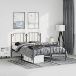 vidaXL Cadre de lit métal sans matelas avec pied de lit noir 135x190cm