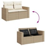 vidaXL Salon de jardin avec coussins 4 Pièces beige résine tressée