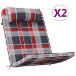 vidaXL Coussin de chaise 2 Pièces Motif carreaux rouges 58 x 77 x 4.5 cm