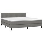 vidaXL Sommier à lattes de lit et matelas et LED Gris foncé 180x200 cm