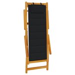 Chaises de plage pliantes vidaXL 2 Pièces Black Bois d'acacia massif & Textilène