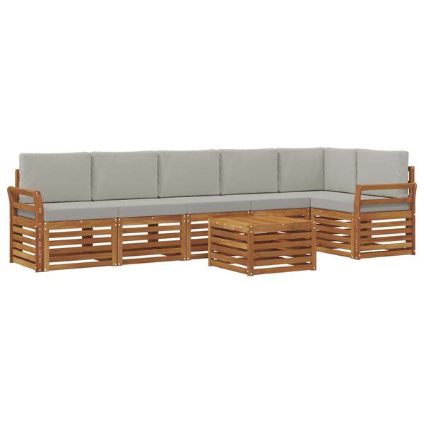 vidaXL Ensemble de canapés d'extérieur 7 pc Gris Naturel et Clair