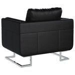 vidaXL Fauteuil cube avec pieds chromés Noir Similicuir