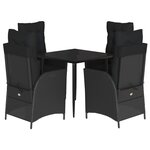 vidaXL Ensemble à manger de jardin coussins 5Pièces Noir Résine tressée