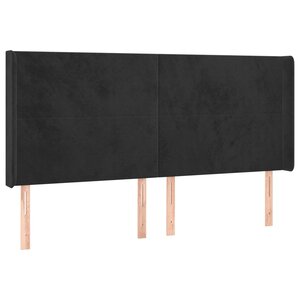 vidaXL Tête de lit avec oreilles Noir 203x16x118/128 cm Velours