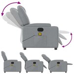 vidaXL Fauteuil de massage inclinable électrique gris clair tissu