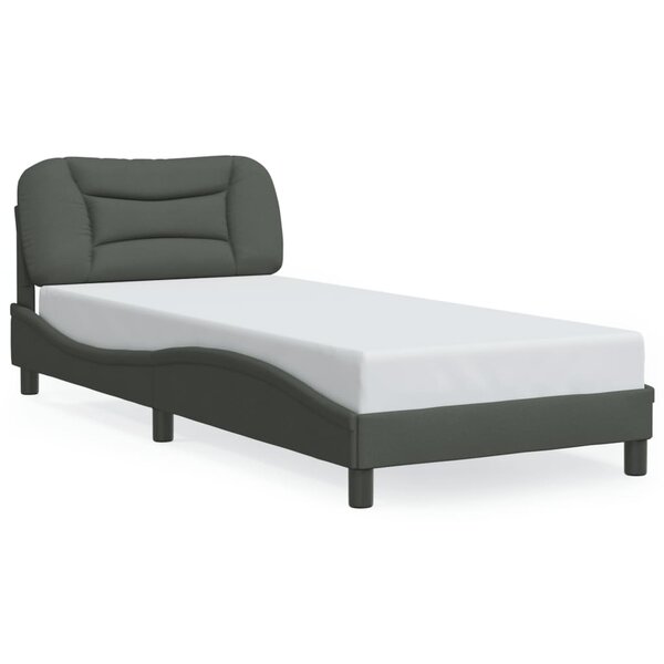 vidaXL Cadre de lit avec LED sans matelas Hvar gris foncé 90x200 cm tissu