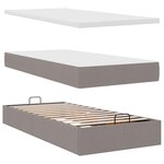 vidaXL Lit ottoman avec matelas et LED taupe 90x200 cm tissu