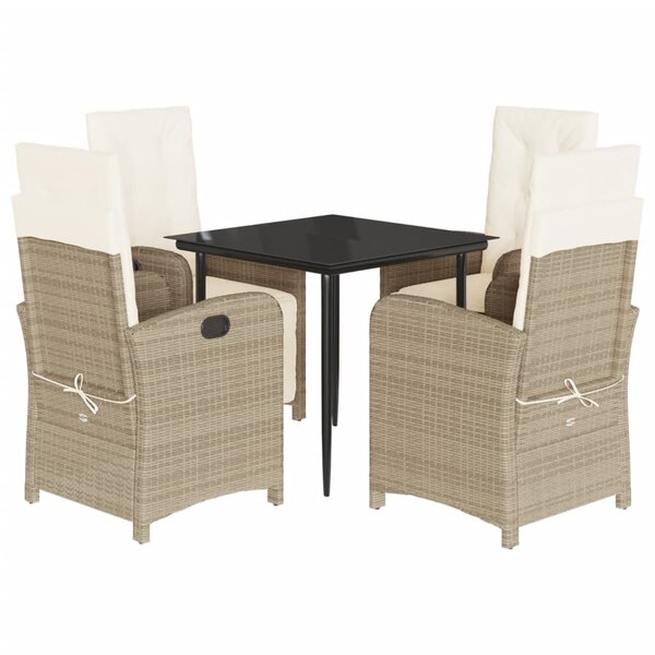 vidaXL Ensemble à manger de jardin avec coussins 5Pièces Beige poly rotin
