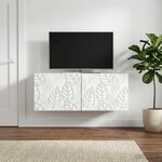 vidaXL Meuble TV mural 98 x 31 cm Blanc Bois d'ingénierie