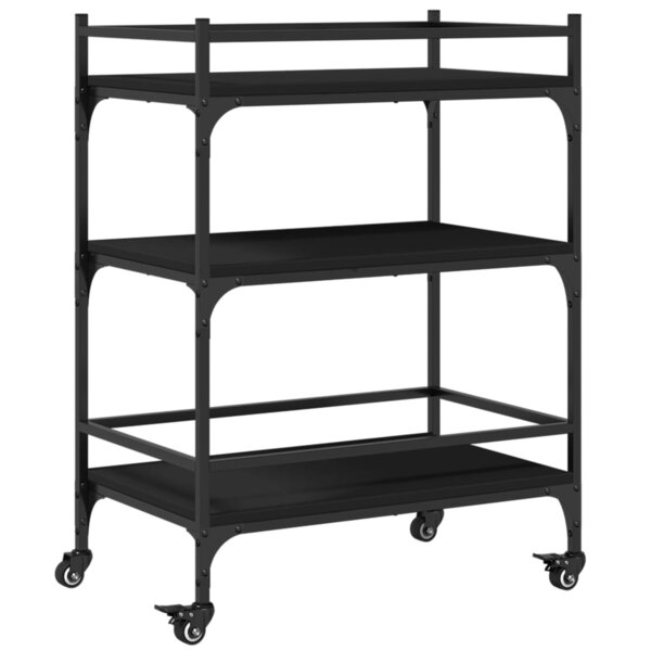 vidaXL Chariot de cuisine noir 65x40x86 5 cm bois d'ingénierie
