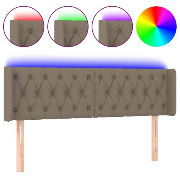 vidaXL Tête de lit à LED Taupe 147x16x78/88 cm Tissu
