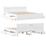 vidaXL Cadre de lit avec tête de lit blanc 180x200cm bois d'ingénierie