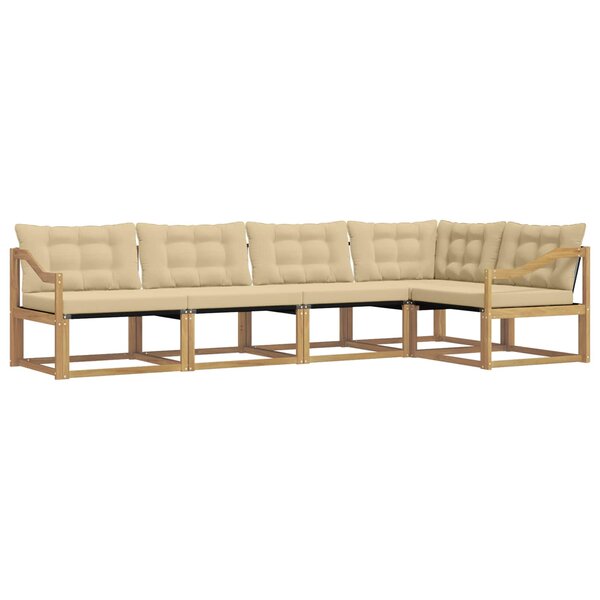 vidaXL Ensemble de canapés d'extérieur 5 pc Blanc et Beige