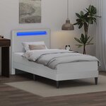 vidaXL Cadre de lit avec bandes LED Blanc 90 x 190 cm Simili cuir