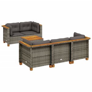 vidaXL Salon de jardin 6 Pièces avec coussins gris résine tressée